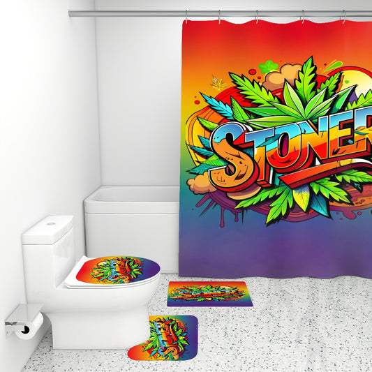 Stoner Bathroom Rugs Set with Shower Curtain 4 pcs