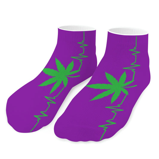Ankle Socks My Heart Beat Purple and Green