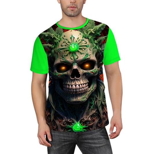 Men's Short Sleeve T Shirt Skull Green
