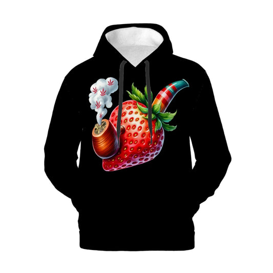 Mens Hoodie with Pockets Black Strawberry