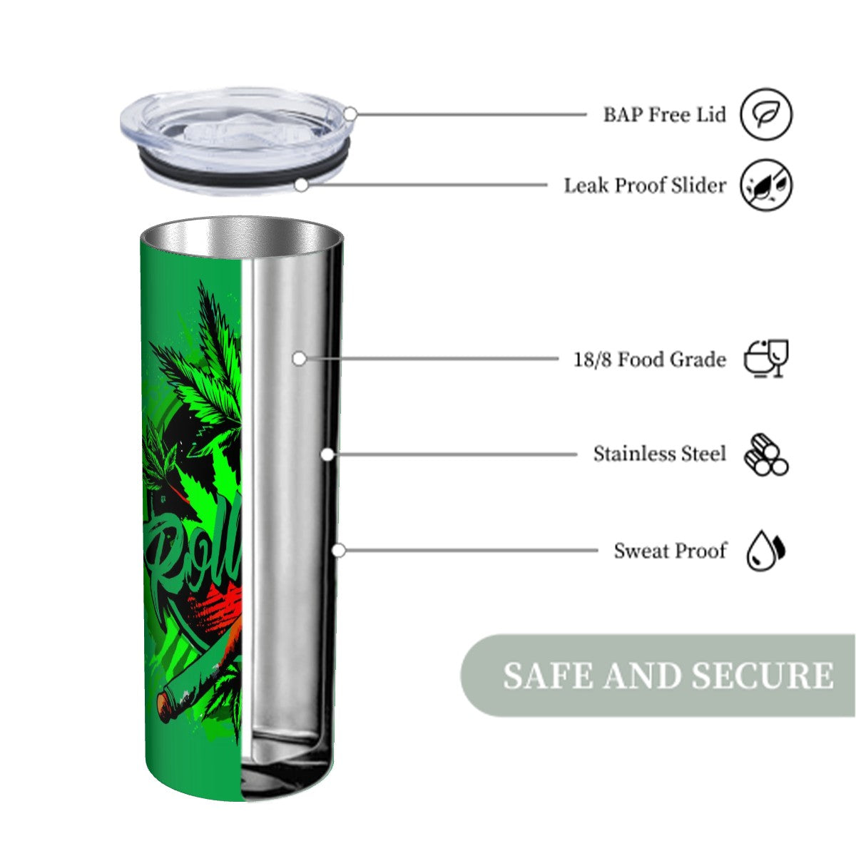 Green Roll up Tumbler