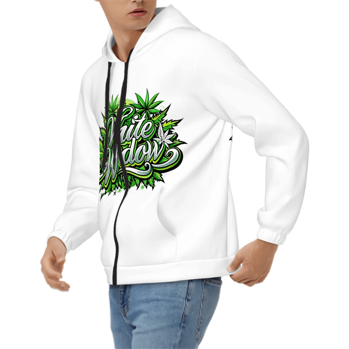 Men's Zip Up Hoodie White Haze