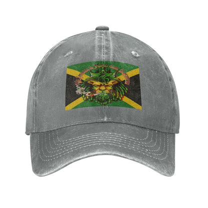 Men Jamaican I Mind My Business Unisex Washed Denim Baseball Cap - Breathable Comfort With Sweatband And Buckle - Cannabis Creations