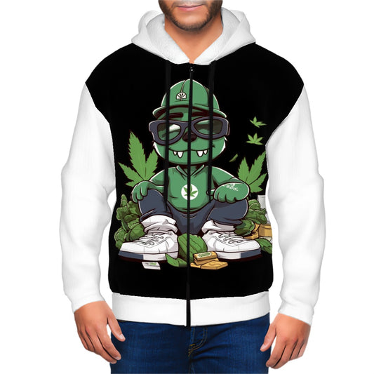Men's Zip Up Hoodie Black and White