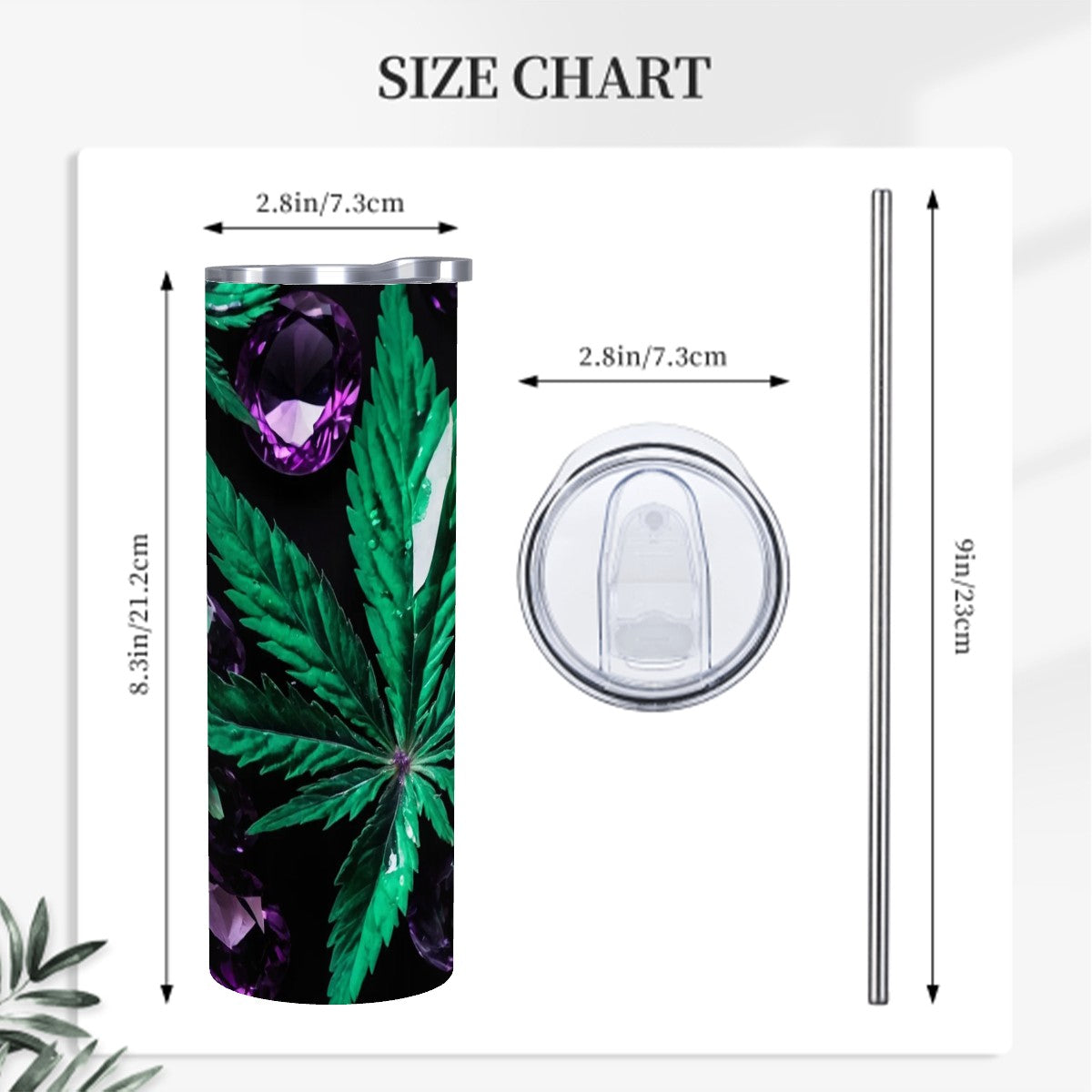 Purple blue and green weed tumbler