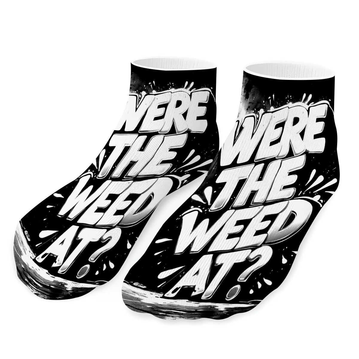 Black and White Were the Weed At Ankle Socks