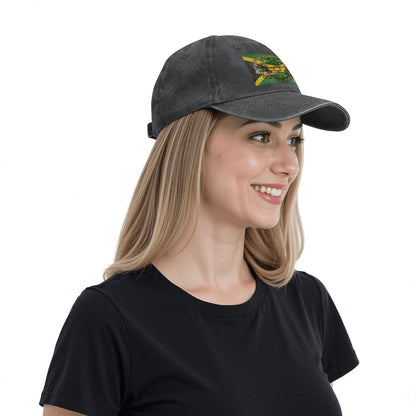 Men Jamaican I Mind My Business Unisex Washed Denim Baseball Cap - Breathable Comfort With Sweatband And Buckle - Cannabis Creations