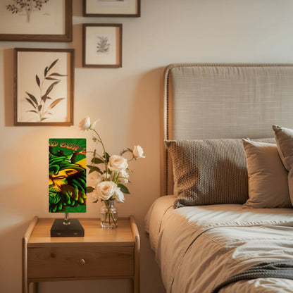 AzureLoom Jamaican Square Table Lamp With USB Ports And Remote Control Soft Linen Shade For Cozy Ambience - Cannabis Creations