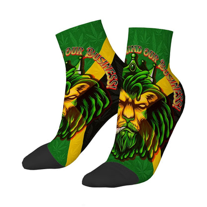 Jamaican Spirit Men We Mind Our Business Tube Socks - Breathable Skin Friendly Elastic Fit With Contrasting Color - Cannabis Creations